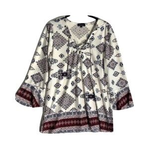 Verve Ami Flowy Boho V-Neck Tunic Top Size M